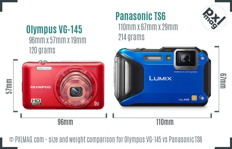 Olympus VG-145 vs Panasonic TS6 size comparison