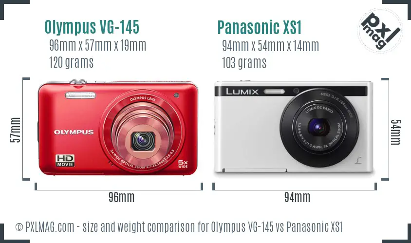 Olympus VG-145 vs Panasonic XS1 size comparison