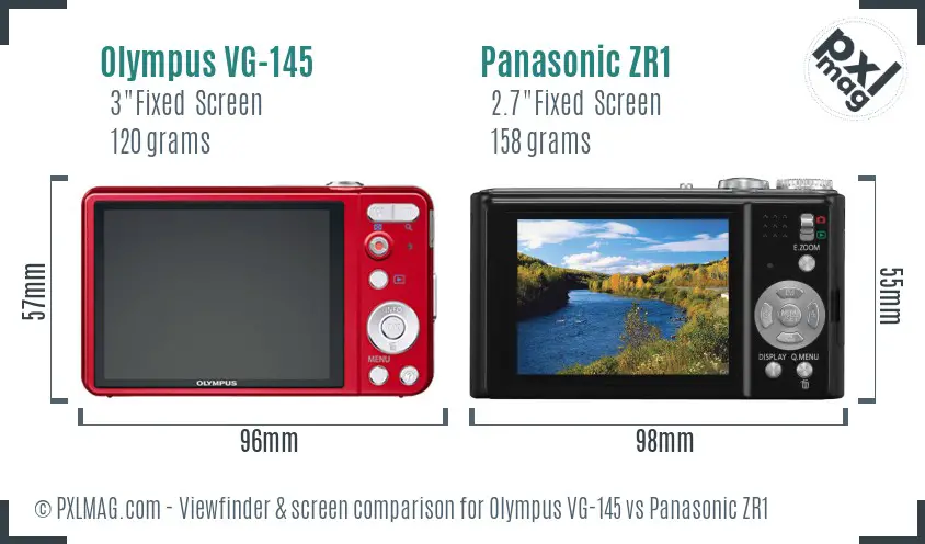 Olympus VG-145 vs Panasonic ZR1 Screen and Viewfinder comparison