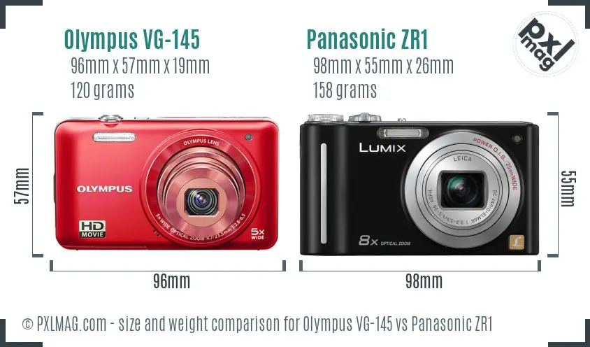 Olympus VG-145 vs Panasonic ZR1 size comparison