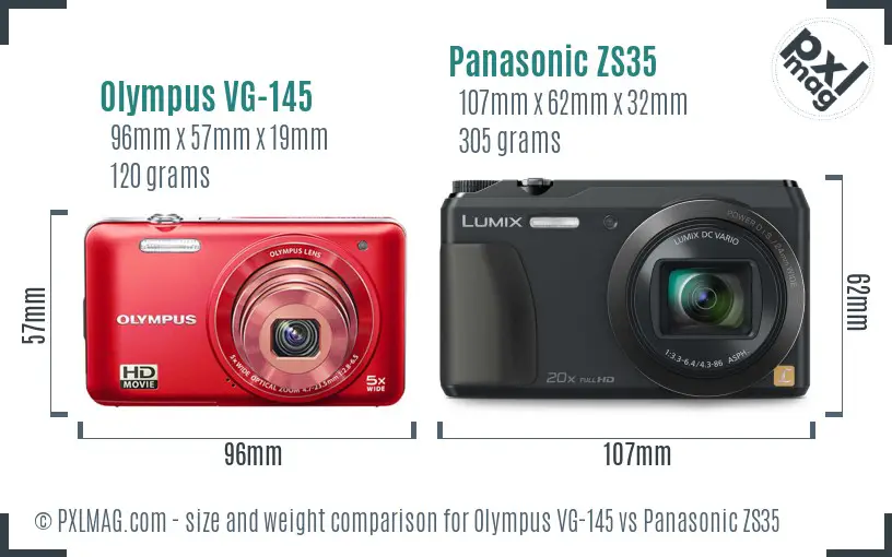 Olympus VG-145 vs Panasonic ZS35 size comparison