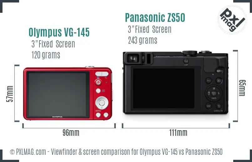 Olympus VG-145 vs Panasonic ZS50 Screen and Viewfinder comparison