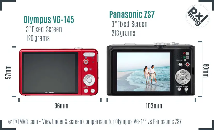 Olympus VG-145 vs Panasonic ZS7 Screen and Viewfinder comparison