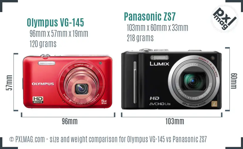 Olympus VG-145 vs Panasonic ZS7 size comparison