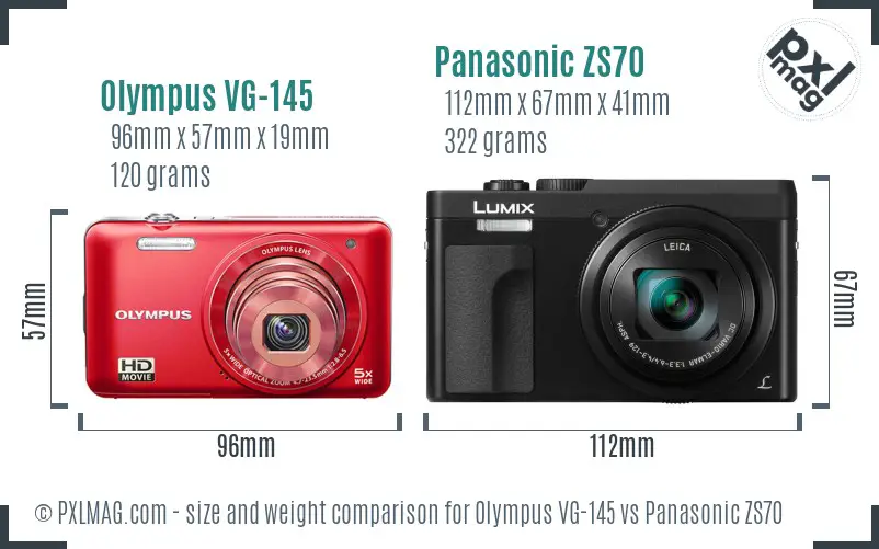 Olympus VG-145 vs Panasonic ZS70 size comparison