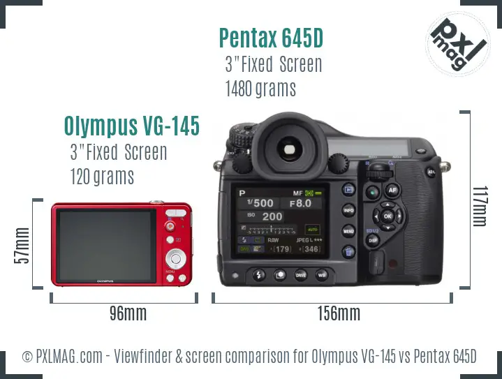 Olympus VG-145 vs Pentax 645D Screen and Viewfinder comparison