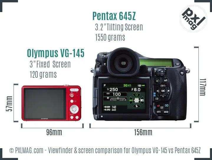 Olympus VG-145 vs Pentax 645Z Screen and Viewfinder comparison