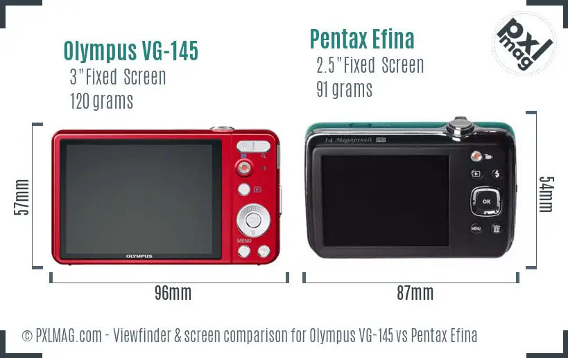 Olympus VG-145 vs Pentax Efina Screen and Viewfinder comparison