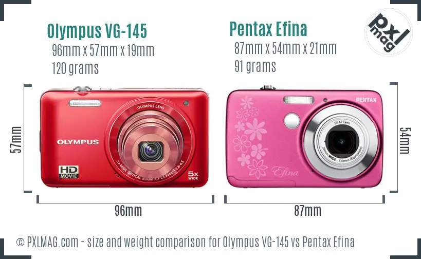 Olympus VG-145 vs Pentax Efina size comparison