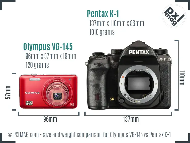 Olympus VG-145 vs Pentax K-1 size comparison