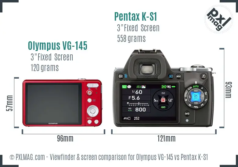 Olympus VG-145 vs Pentax K-S1 Screen and Viewfinder comparison