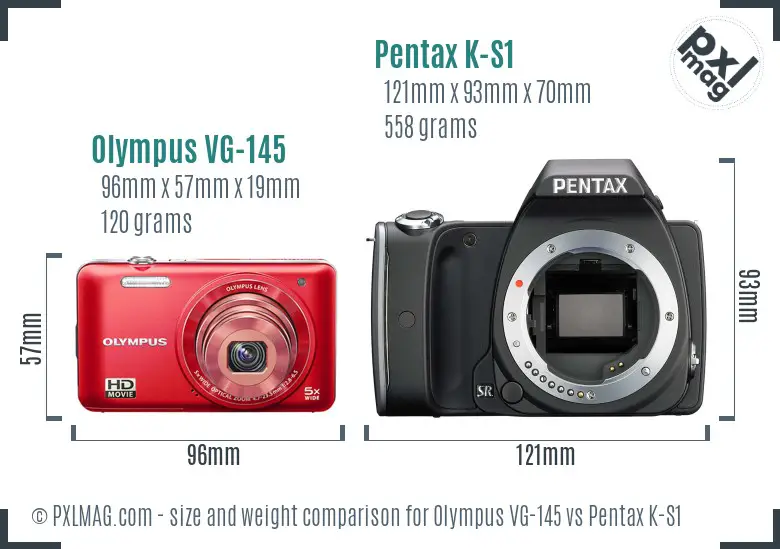 Olympus VG-145 vs Pentax K-S1 size comparison