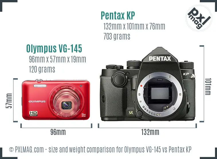 Olympus VG-145 vs Pentax KP size comparison