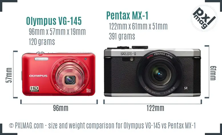 Olympus VG-145 vs Pentax MX-1 size comparison