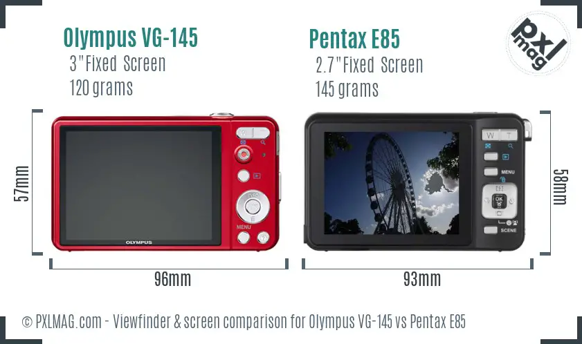 Olympus VG-145 vs Pentax E85 Screen and Viewfinder comparison