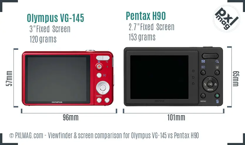 Olympus VG-145 vs Pentax H90 Screen and Viewfinder comparison