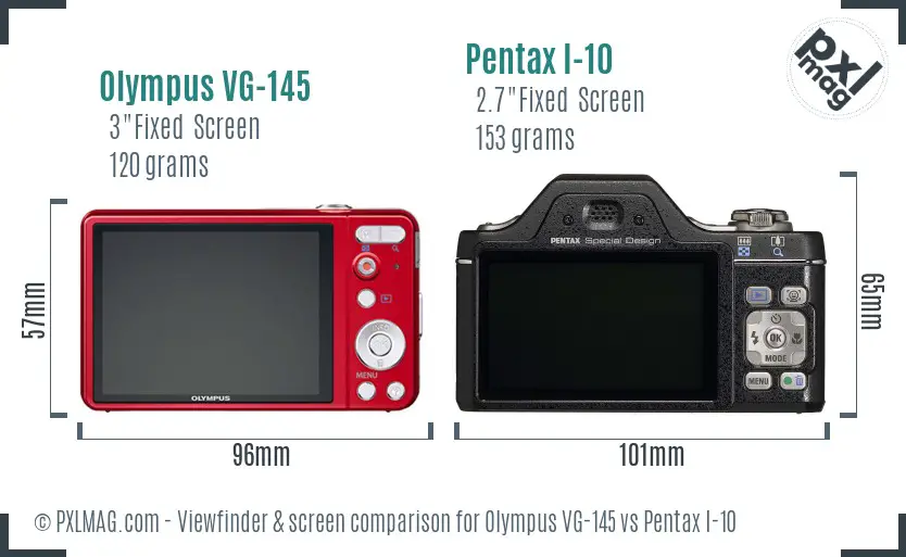 Olympus VG-145 vs Pentax I-10 Screen and Viewfinder comparison