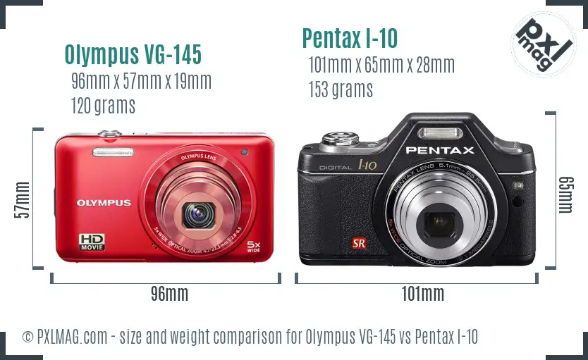 Olympus VG-145 vs Pentax I-10 size comparison