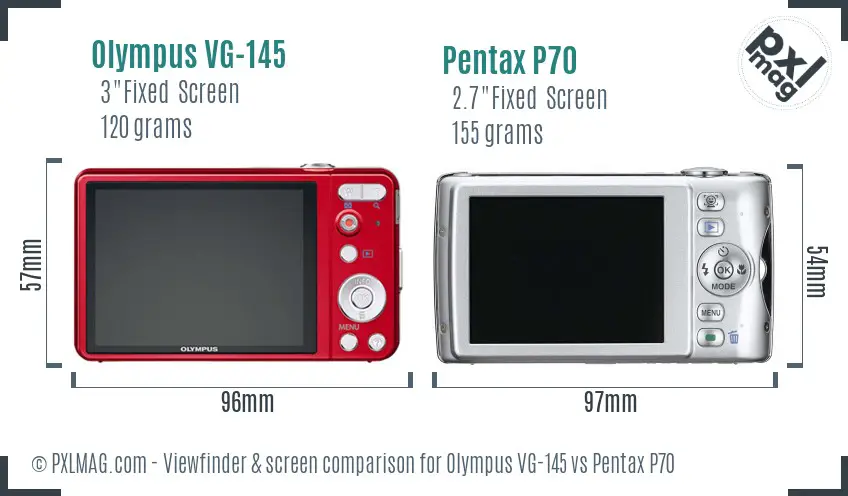 Olympus VG-145 vs Pentax P70 Screen and Viewfinder comparison