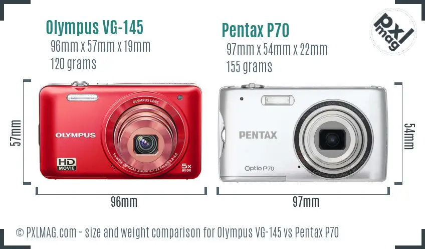 Olympus VG-145 vs Pentax P70 size comparison