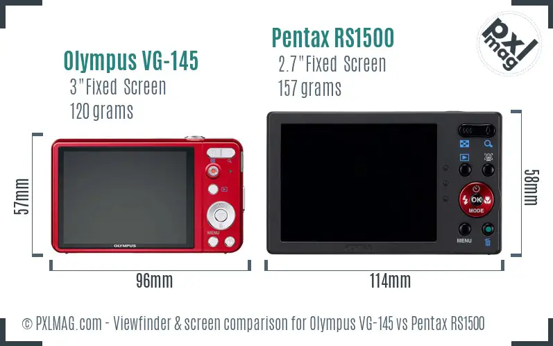 Olympus VG-145 vs Pentax RS1500 Screen and Viewfinder comparison