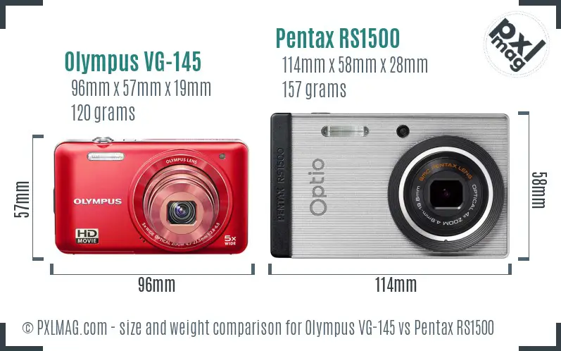 Olympus VG-145 vs Pentax RS1500 size comparison