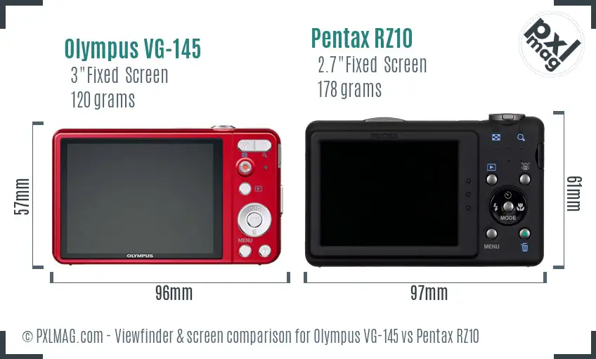 Olympus VG-145 vs Pentax RZ10 Screen and Viewfinder comparison