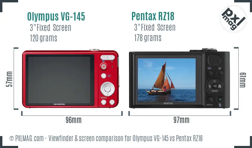 Olympus VG-145 vs Pentax RZ18 Screen and Viewfinder comparison