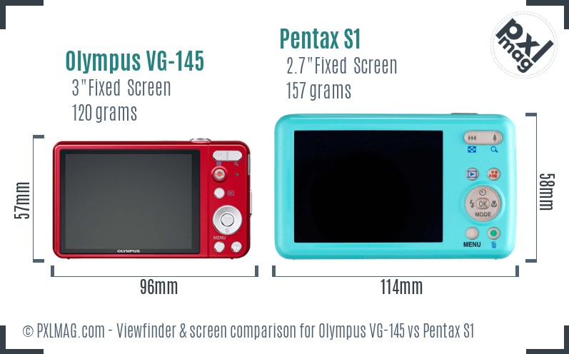 Olympus VG-145 vs Pentax S1 Screen and Viewfinder comparison