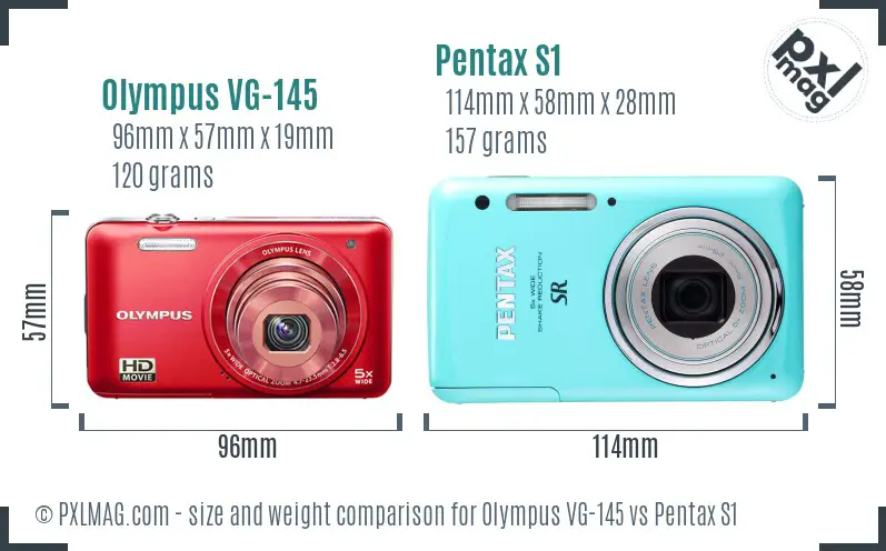 Olympus VG-145 vs Pentax S1 size comparison