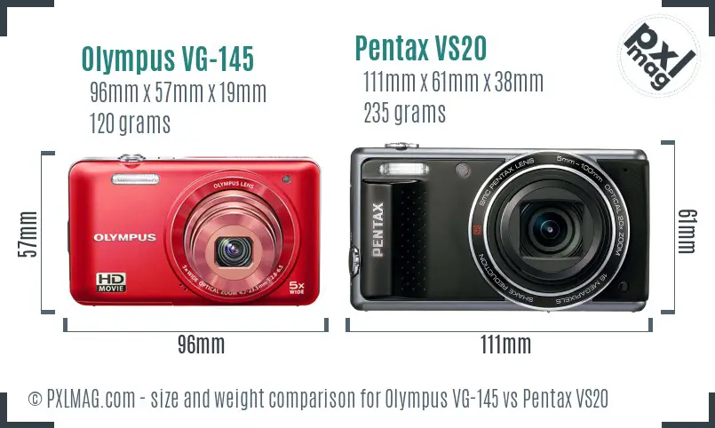 Olympus VG-145 vs Pentax VS20 size comparison