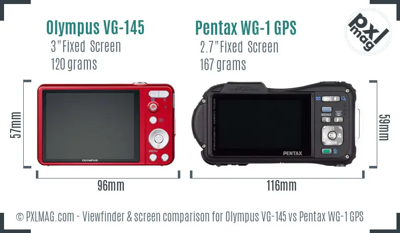 Olympus VG-145 vs Pentax WG-1 GPS Screen and Viewfinder comparison