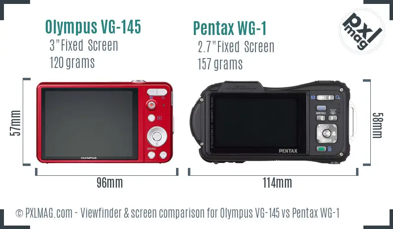 Olympus VG-145 vs Pentax WG-1 Screen and Viewfinder comparison