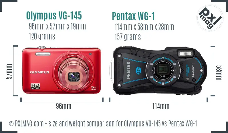 Olympus VG-145 vs Pentax WG-1 size comparison