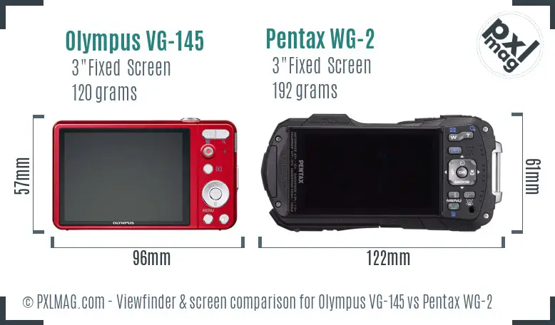 Olympus VG-145 vs Pentax WG-2 Screen and Viewfinder comparison