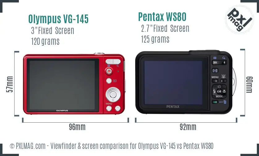 Olympus VG-145 vs Pentax WS80 Screen and Viewfinder comparison
