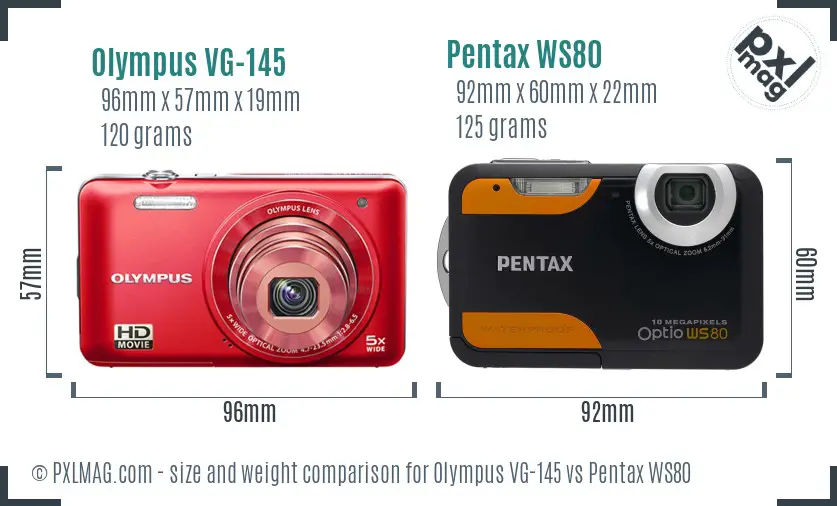 Olympus VG-145 vs Pentax WS80 size comparison