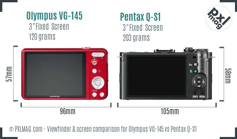 Olympus VG-145 vs Pentax Q-S1 Screen and Viewfinder comparison