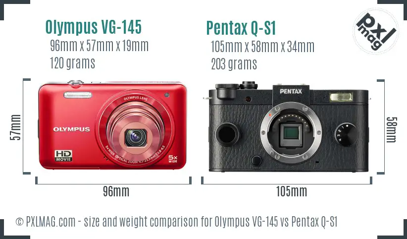 Olympus VG-145 vs Pentax Q-S1 size comparison