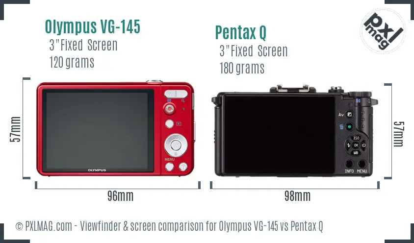 Olympus VG-145 vs Pentax Q Screen and Viewfinder comparison Olympus VG-145 vs Pentax Q Screen and Viewfinder comparison