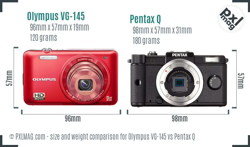 Olympus VG-145 vs Pentax Q size comparison Olympus VG-145 vs Pentax Q size comparison