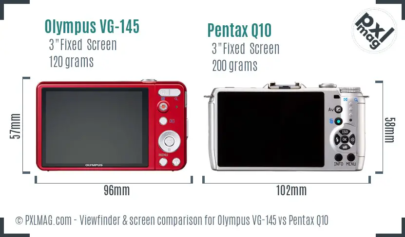 Olympus VG-145 vs Pentax Q10 Screen and Viewfinder comparison