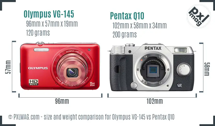 Olympus VG-145 vs Pentax Q10 size comparison