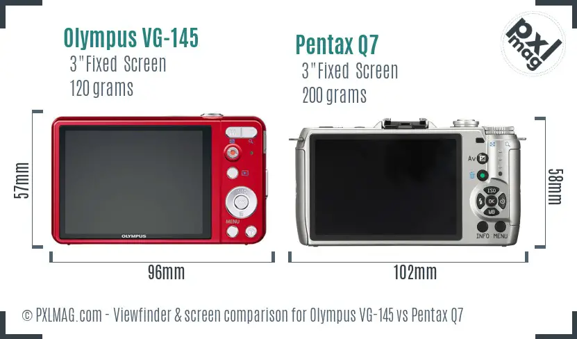 Olympus VG-145 vs Pentax Q7 Screen and Viewfinder comparison