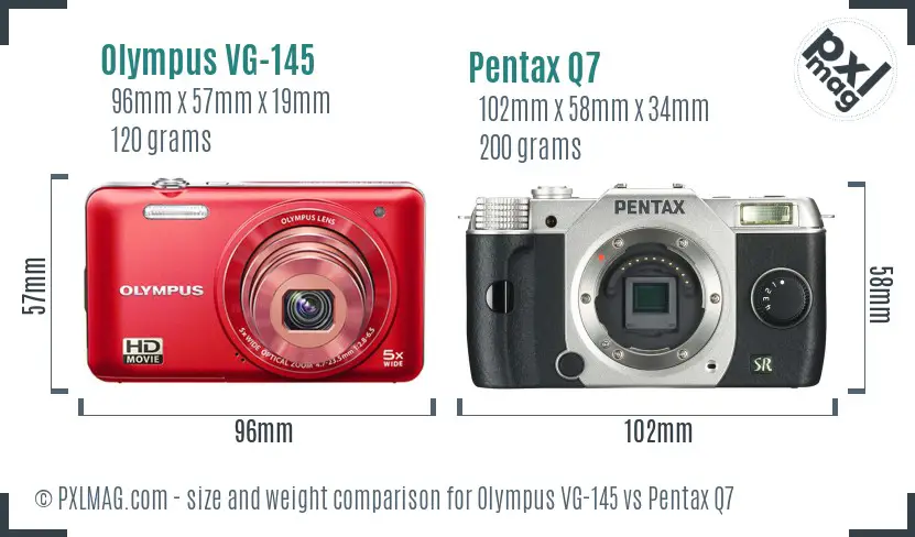 Olympus VG-145 vs Pentax Q7 size comparison