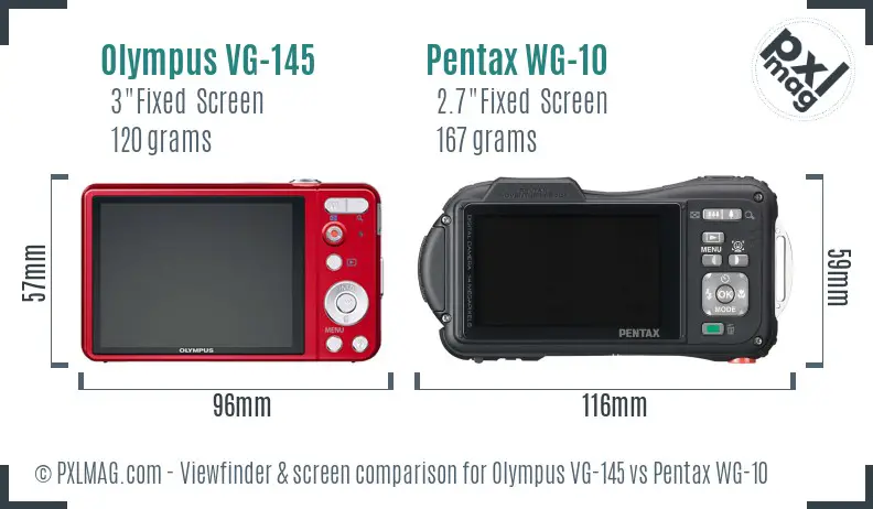 Olympus VG-145 vs Pentax WG-10 Screen and Viewfinder comparison