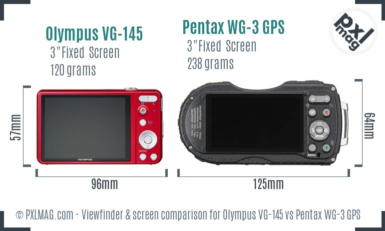 Olympus VG-145 vs Pentax WG-3 GPS Screen and Viewfinder comparison