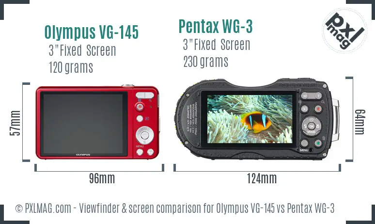 Olympus VG-145 vs Pentax WG-3 Screen and Viewfinder comparison