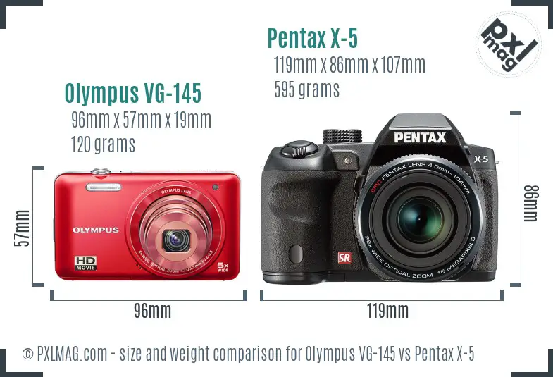 Olympus VG-145 vs Pentax X-5 size comparison