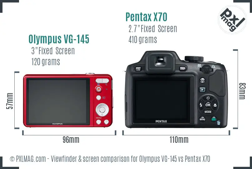 Olympus VG-145 vs Pentax X70 Screen and Viewfinder comparison Olympus VG-145 vs Pentax X70 Screen and Viewfinder comparison